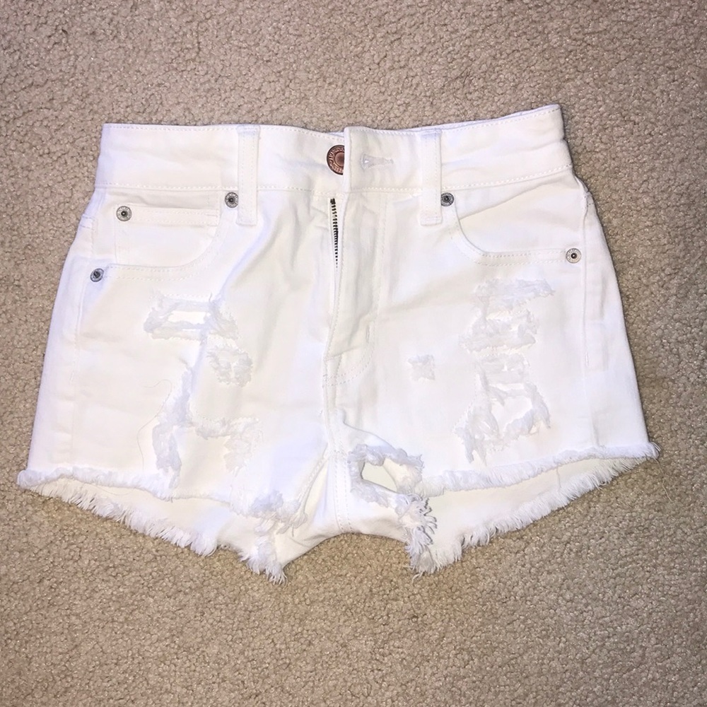 White Distressed Jean Shorts